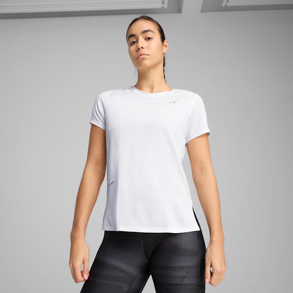 RUN Women's Graphic Mesh Tee, PUMA White, extralarge