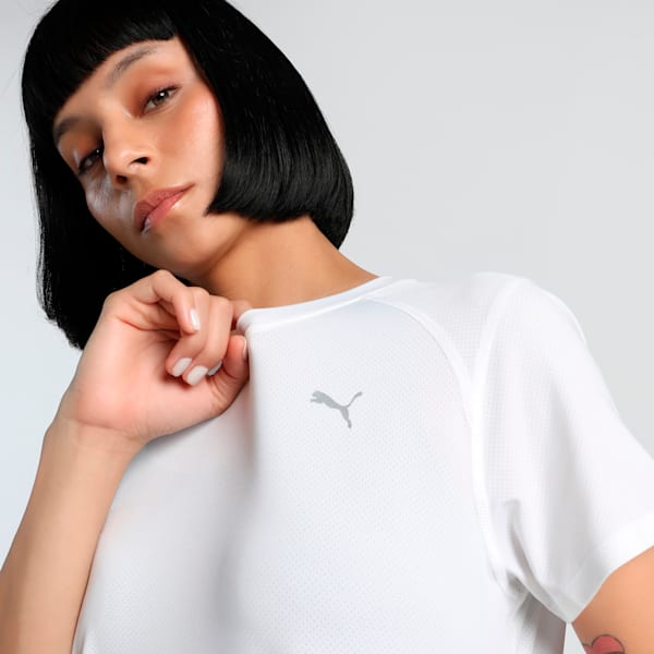 RUN GRAPHIC Mesh Women's Slim Fit Running Tee, PUMA White, extralarge-IND