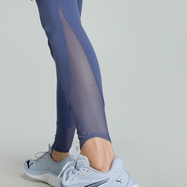 CLOUDSPUN Soft Mesh Women's High-Waisted 7/8 Training Tights, Blue Crystal, extralarge-IND