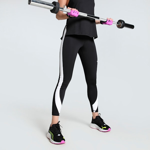 STRONG Women's Colour Block High-Waisted 7/8 Training Tights, PUMA Black, extralarge-IND