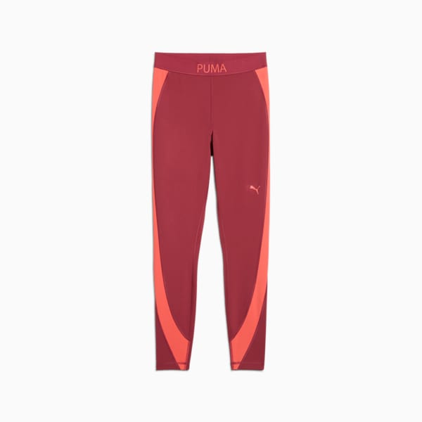 PUMA STRONG High-Waisted 7/8 Color Block Women's Tights, Port, extralarge