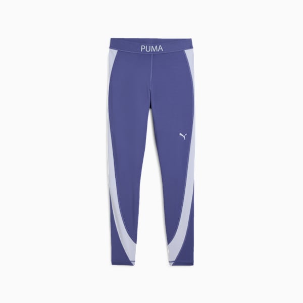 Shorts tiro alto 7/8 PUMA STRONG Colour Block para mujer, Blue Crystal, extralarge