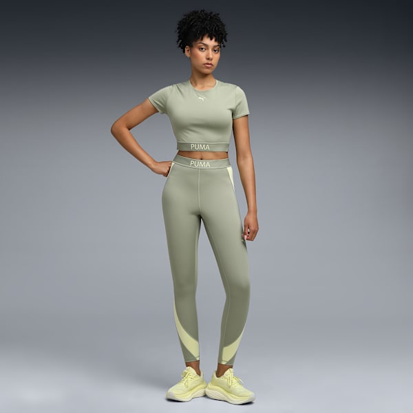 STRONG Women's Colour Block High-Waisted 7/8 Training Tights, Lux Army, extralarge-IND