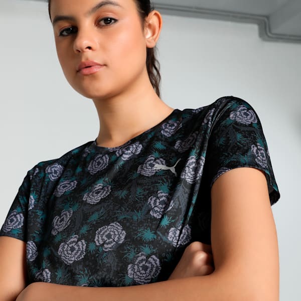 Winter Blooms Women's Printed Training Tee, PUMA Black, extralarge-IND