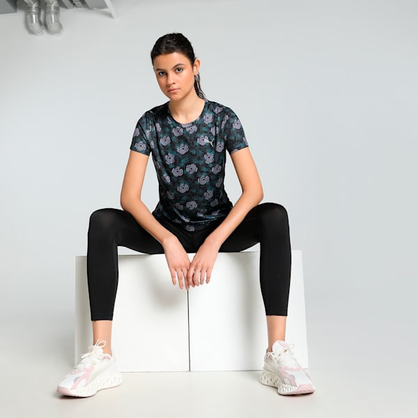 Winter Blooms Women's Printed Training Tee, PUMA Black, extralarge-IND