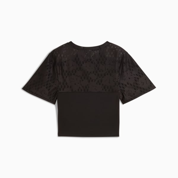 Crop top con encaje para mujer, PUMA Black, extralarge
