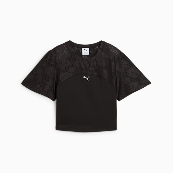 Crop top con encaje para mujer, PUMA Black, extralarge