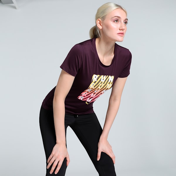 Active Graphic Women's Slim Fit Training Tee, Midnight Plum, extralarge-IND