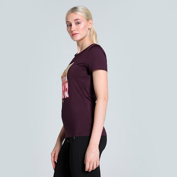 Active Graphic Women's Slim Fit Training Tee, Midnight Plum, extralarge-IND