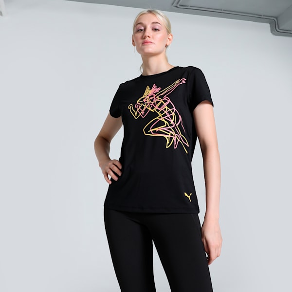 Active Graphic Women's Training Tee, PUMA Black, extralarge-IND