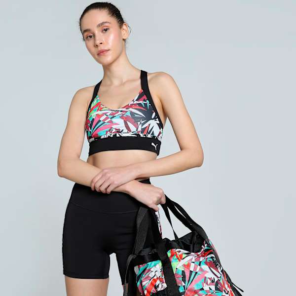 4KEEPS TROPICAL Printed Longline Women's Training Bra, PUMA Black-AW-048280-0001, extralarge-IND