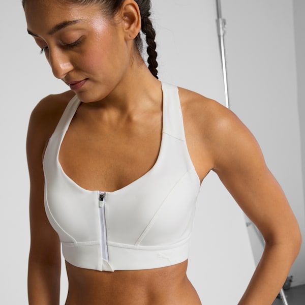 PUMA x PAMELA REIF Women's Zip Sports Bra, PUMA White, extralarge