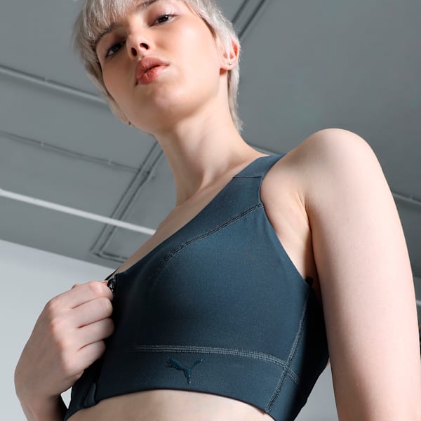 PUMA x PAMELA REIF Zip Training Bra, Dark Night, extralarge-IND