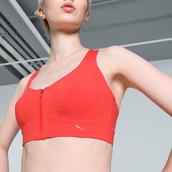 PUMA x PAMELA REIF Zip Training Bra, Burnt Red, extralarge-IND