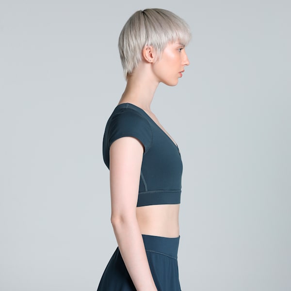 PUMA x PAMELA REIF Women's Zip Crop Training Top, Dark Night, extralarge-IND