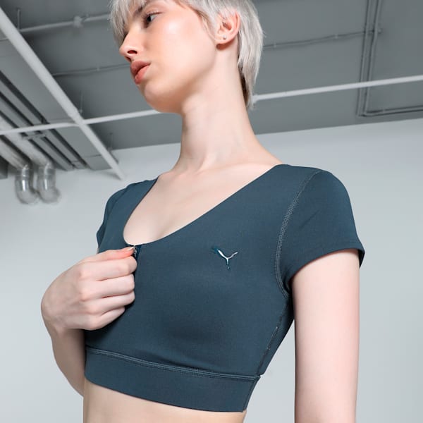 PUMA x PAMELA REIF Women's Zip Crop Training Top, Dark Night, extralarge-IND