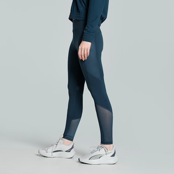 Women's Shiny Training Tights, Dark Night, extralarge-IND