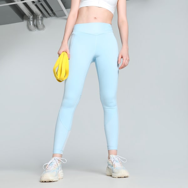 Women's Shiny Training Tights, Silver Cobalt, extralarge-IND