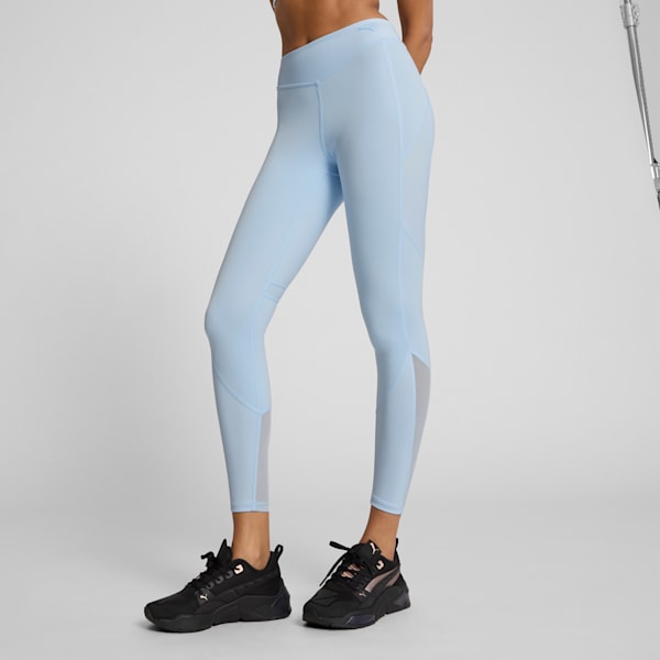 PUMA x PAMELA REIF Women's Shiny Tights, Silver Cobalt, extralarge