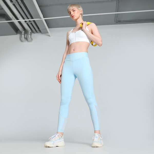 Women's Shiny Training Tights, Silver Cobalt, extralarge-IND