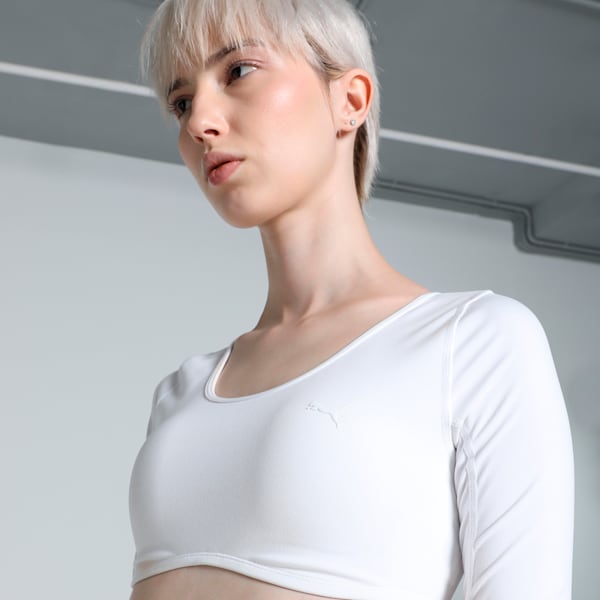 Comfort Long Sleeve Women's Training Tee, PUMA White, extralarge-IND