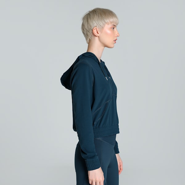 Quarter-Zip Women's Training Hoodie, Dark Night, extralarge-IND
