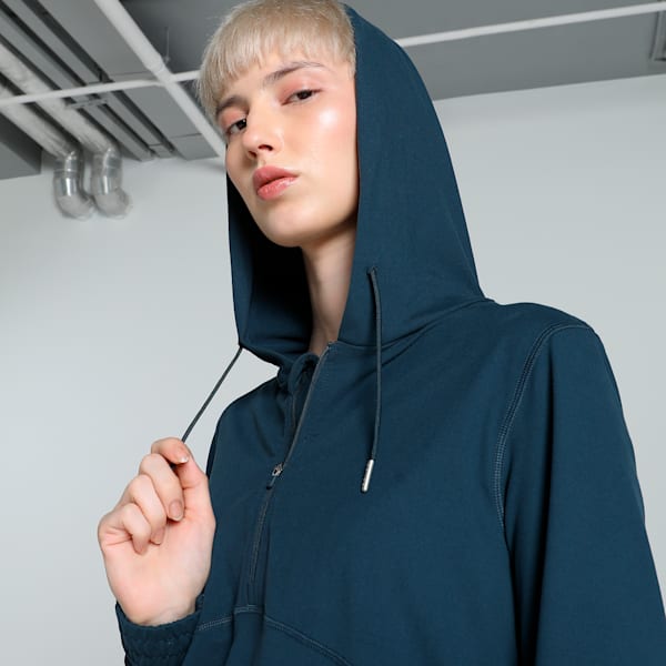 Quarter-Zip Women's Training Hoodie, Dark Night, extralarge-IND