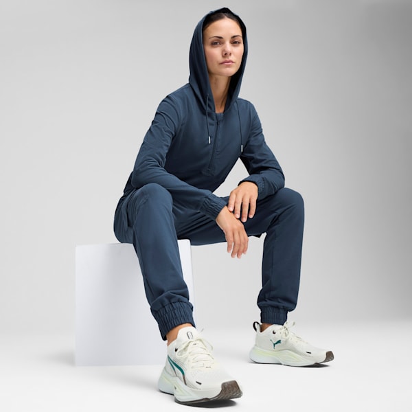 Sudadera con capucha y cremallera de un cuarto para mujer, Dark Night, extralarge
