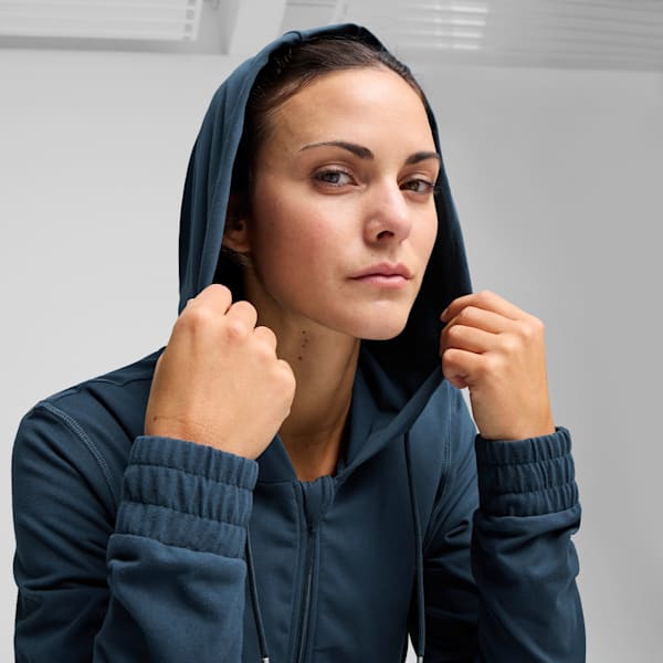Sudadera con capucha y cremallera de un cuarto para mujer, Dark Night, extralarge