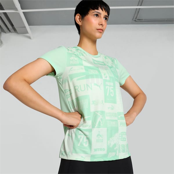 RUN FAVORITE Women's Printed Running Tee, Light Mint-AOP, extralarge-IND
