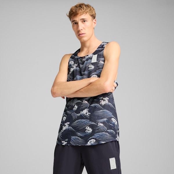 PUMA x SAYSKY Men's Graphic Singlet, New Navy, extralarge