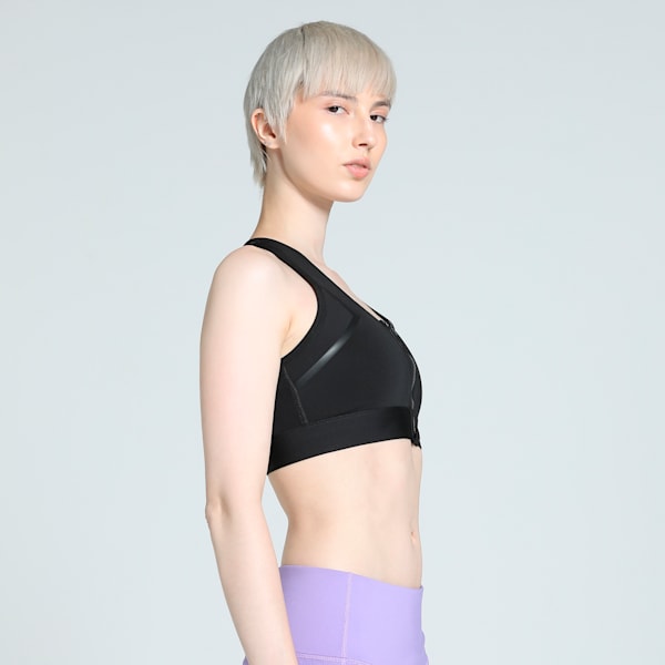 Front Zip Women's Training Bra, PUMA Black, extralarge-IND