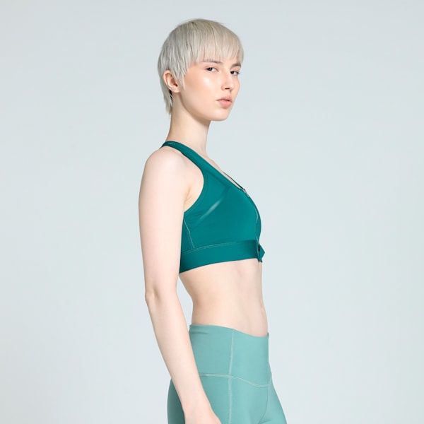 Front Zip Women's Training Bra, Cold Green, extralarge-IND
