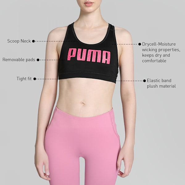 Mid Impact Graphic Women's Training Bra, PUMA Black, extralarge-IND