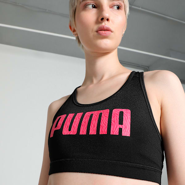 Mid Impact Graphic Women's Training Bra, PUMA Black, extralarge-IND