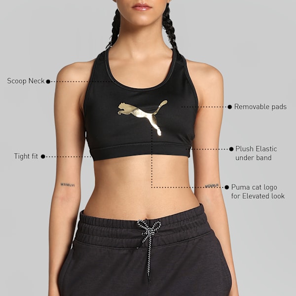 4Keeps Graphic Women's Training Bra, PUMA Black, extralarge-IND