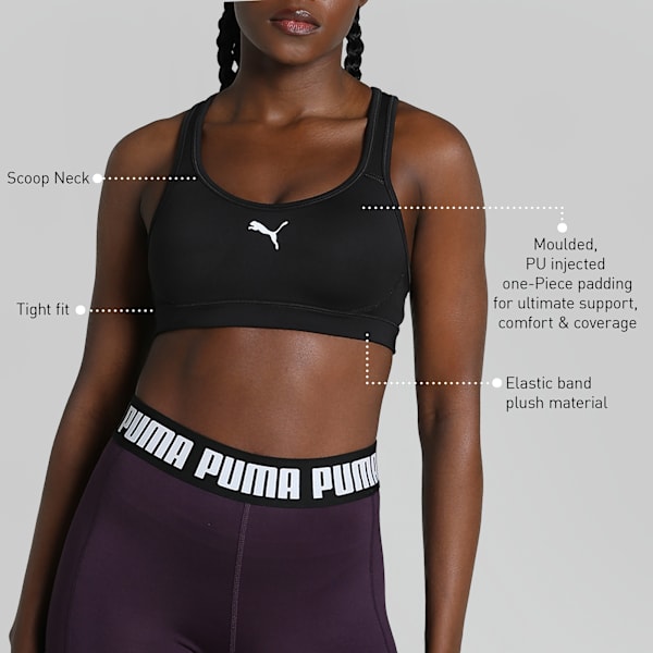 Mesh Panel Women's Sports Training Bra, PUMA Black, extralarge-IND