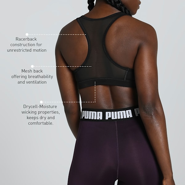 Mesh Panel Women's Sports Training Bra, PUMA Black, extralarge-IND