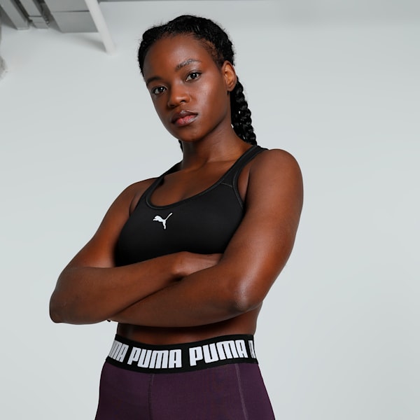 Mesh Panel Women's Sports Training Bra, PUMA Black, extralarge-IND