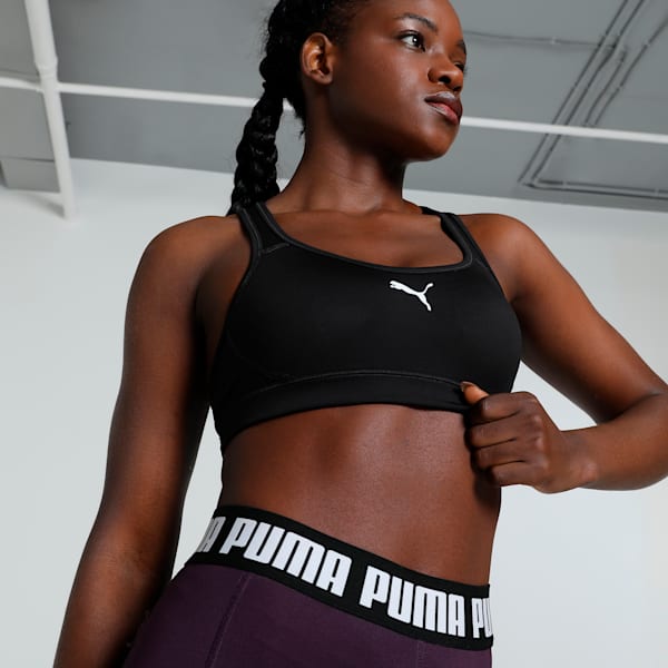 Mesh Panel Women's Sports Training Bra, PUMA Black, extralarge-IND