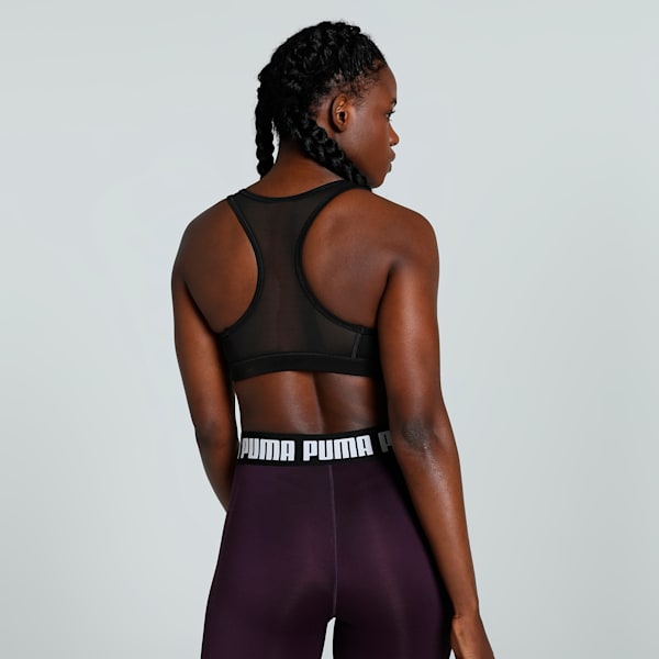 Mesh Panel Women's Sports Training Bra, PUMA Black, extralarge-IND