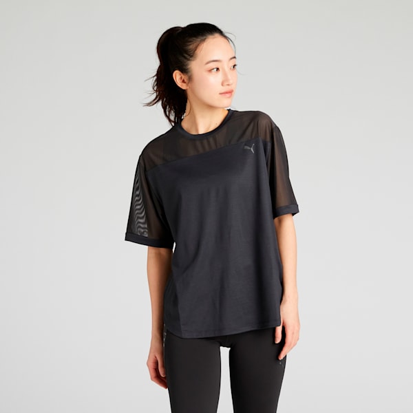 ウィメンズ ヨガ スタジオ ベーシック 半袖 Tシャツ, PUMA Black, extralarge-JPN