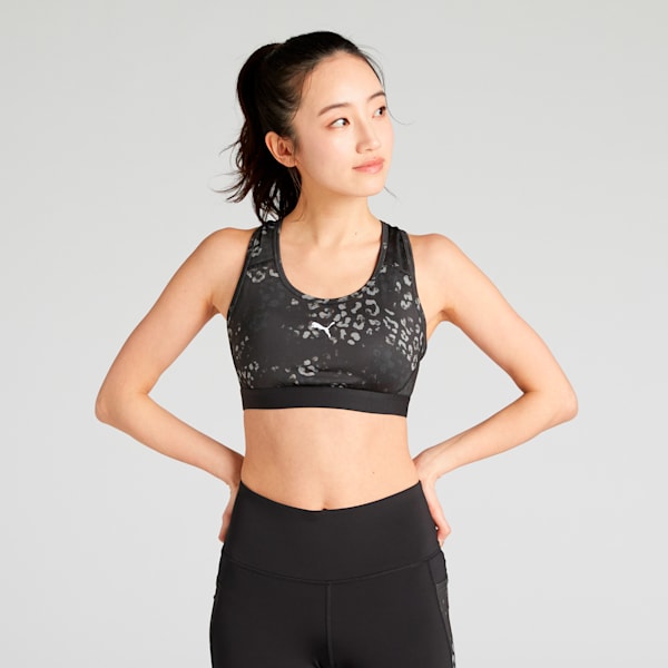 ウィメンズ トレーニング スポーツ ブラトップ ミディアムサポート AOP, PUMA Black, extralarge-JPN