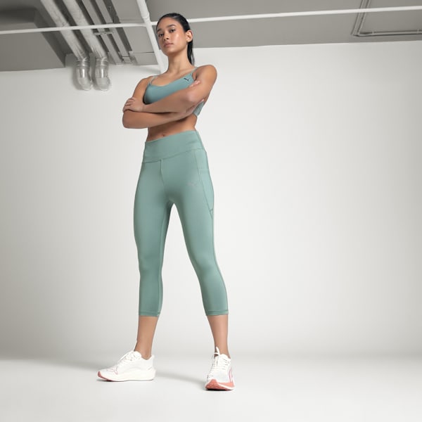 Train All Day Essential Women's Moisture-Wick 3/4 Tights, Green Moon, extralarge-IND