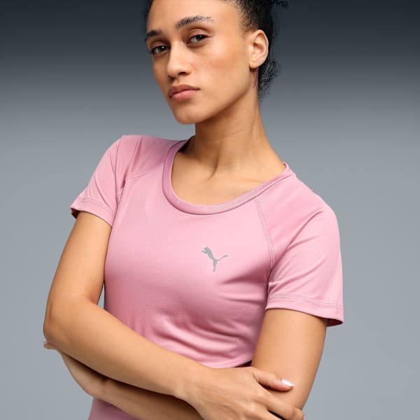 Train All Day Women's Crew Neck Slim Fit Training T-shirt, Poised Pink, extralarge-IND