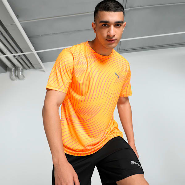 RUN FAVORITE Printed Men's Short Sleeve Running Tee, Sun Stream-Q3 Print, extralarge-IND
