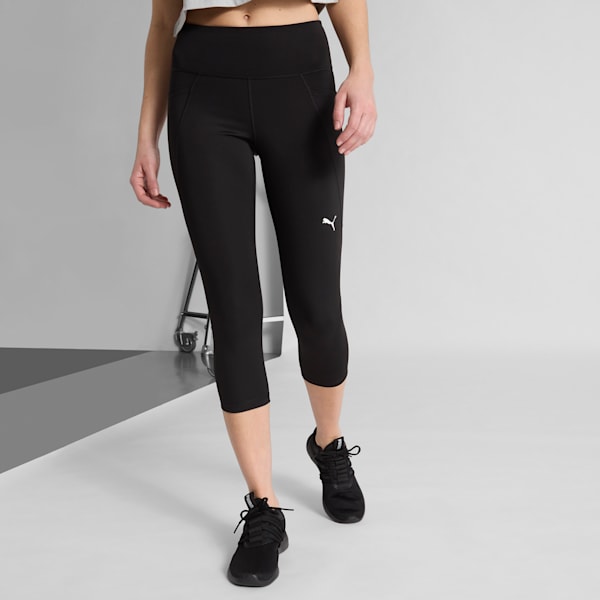 Train All Day ESSENTIALS Women's High-Waisted Capri Training Tights, PUMA Black, extralarge