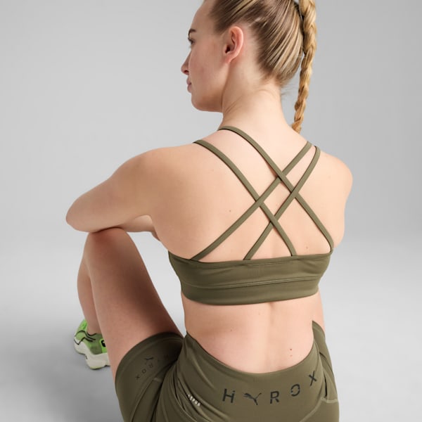 PUMA x HYROX MOVE Women's Strappy Training Bra, Loden Green, extralarge-IND