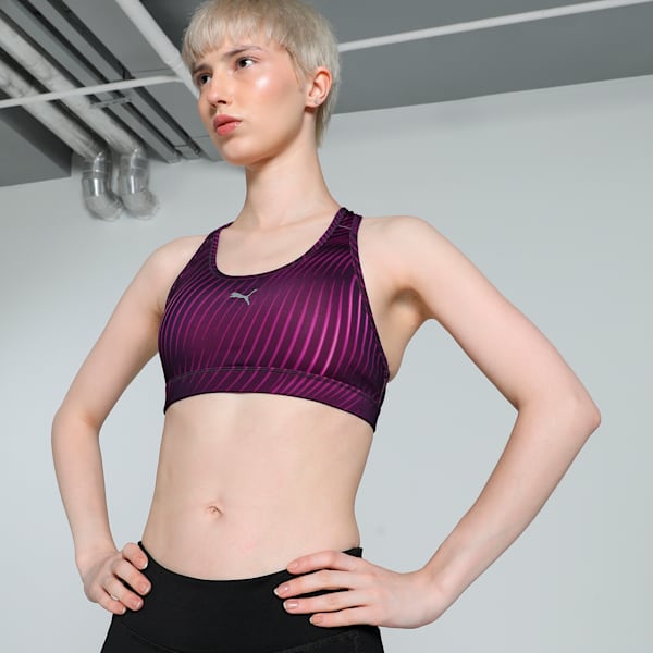 4KEEPS Women's Training Sports Bra, Midnight Plum-Run AOP, extralarge-IND