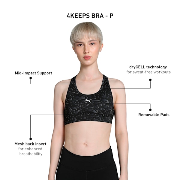 4KEEPS Women's Training Sports Bra, PUMA Black-Skin AOP, extralarge-IND